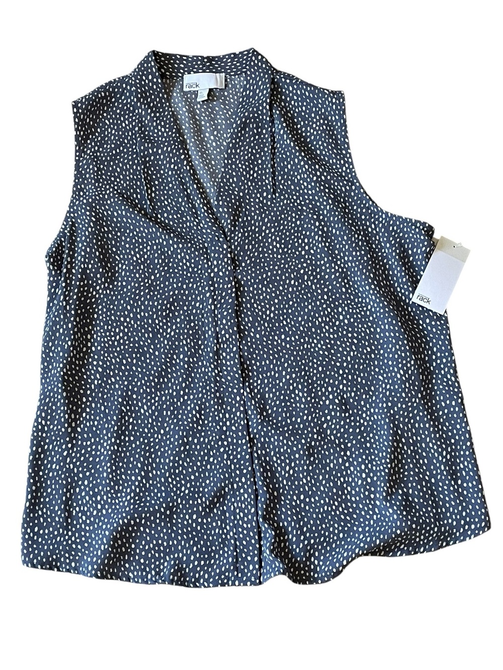NWT Nordstrom Rack Abstract Dot Sleeveless Blouse Top XL Navy Blue White